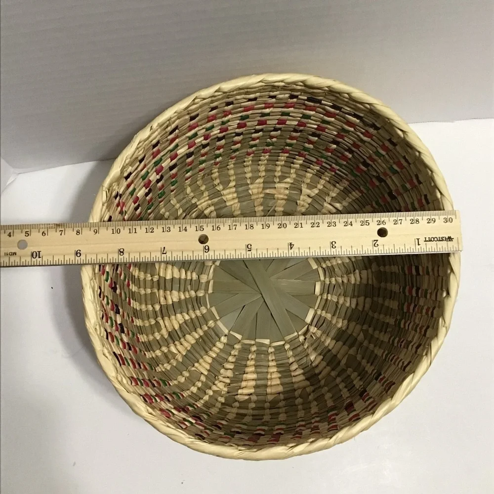 Vintage Native American Decorative‎ Hand Woven Round Basket with Lid BoHo